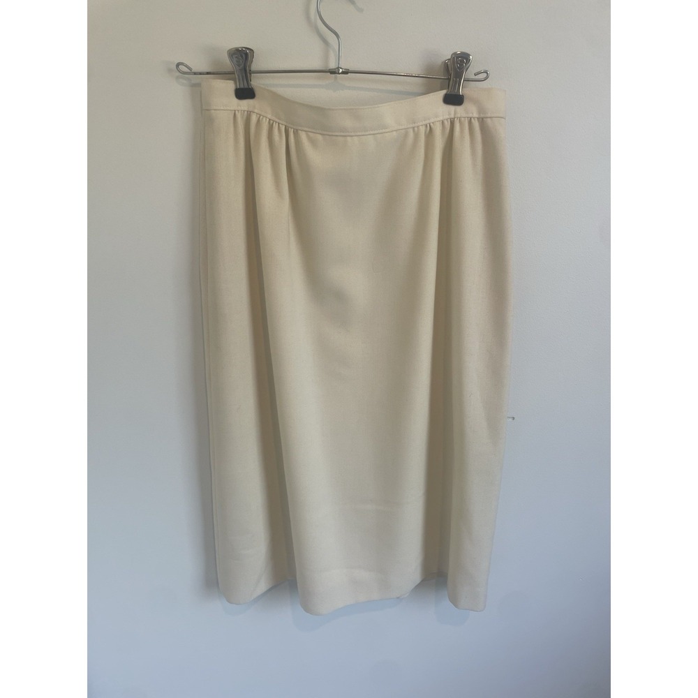Vintage Ivory Koret High Waisted Midi Skirt Made‎ In USA Union Tag Size 8